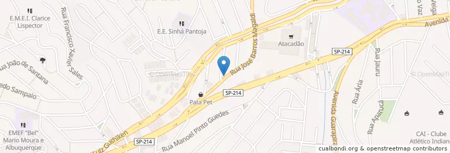 Mapa de ubicacion de Ágape Casa das Coxinhas en ブラジル, 南東部地域, サンパウロ, Região Geográfica Intermediária De São Paulo, Região Metropolitana De São Paulo, Região Imediata De São Paulo, サンパウロ.