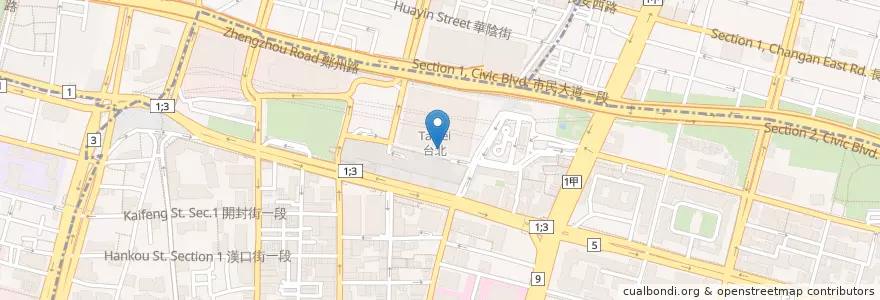 Mapa de ubicacion de 黑毛屋 en 臺灣, 新北市, 臺北市, 中正區.
