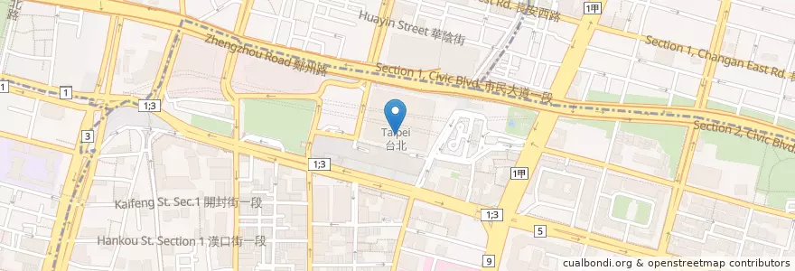 Mapa de ubicacion de 328加東Laksa en تايوان, تايبيه الجديدة, تايبيه, 中正區.