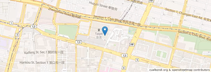 Mapa de ubicacion de 大戶屋 en 臺灣, 新北市, 臺北市, 中正區.