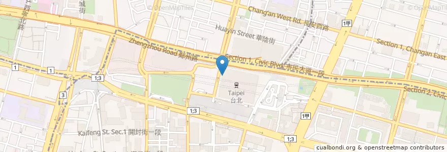 Mapa de ubicacion de Moni咖哩 en 臺灣, 新北市, 臺北市, 中正區.