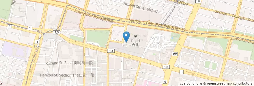Mapa de ubicacion de 點點心 en 臺灣, 新北市, 臺北市, 中正區.