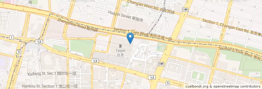 Mapa de ubicacion de 聖加海南雞飯 en 臺灣, 新北市, 臺北市, 中正區.