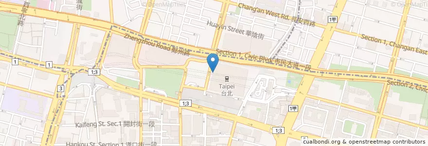 Mapa de ubicacion de 原味德里 en تايوان, تايبيه الجديدة, تايبيه, 中正區.