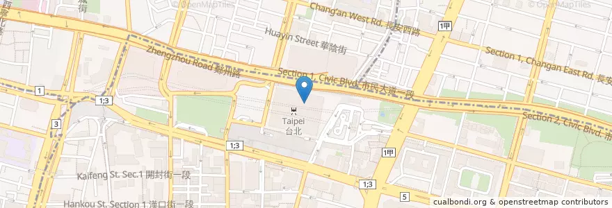Mapa de ubicacion de 點心世界 en تايوان, تايبيه الجديدة, تايبيه, 中正區.