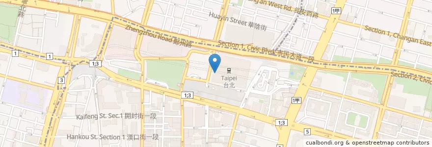 Mapa de ubicacion de 一兆堂 en 臺灣, 新北市, 臺北市, 中正區.