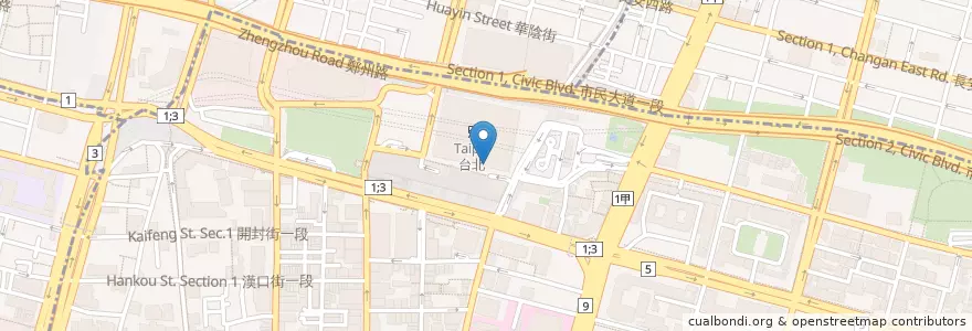 Mapa de ubicacion de 涓豆腐 en 臺灣, 新北市, 臺北市, 中正區.