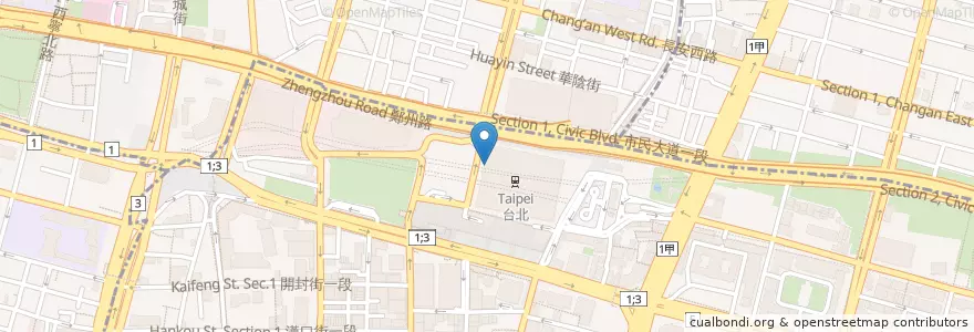 Mapa de ubicacion de 咖哩咖哩 en تايوان, تايبيه الجديدة, تايبيه, 中正區.