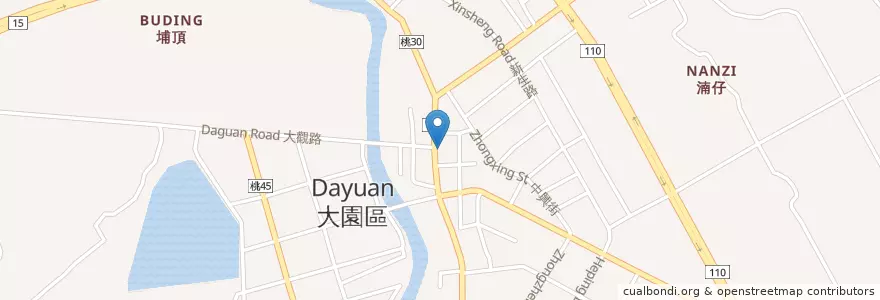 Mapa de ubicacion de 渣打國際商業銀行 en Taiwan, 桃園市, 大園區.