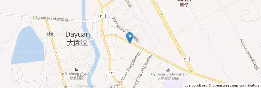 Mapa de ubicacion de 聯邦商業銀行 en تايوان, تاو يوان, 大園區.