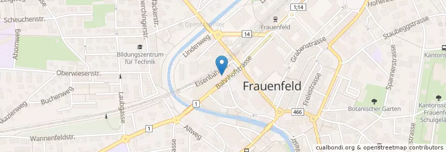 Mapa de ubicacion de James Billard & Shisha Bar en Suíça, Thurgau, Bezirk Frauenfeld, Frauenfeld.