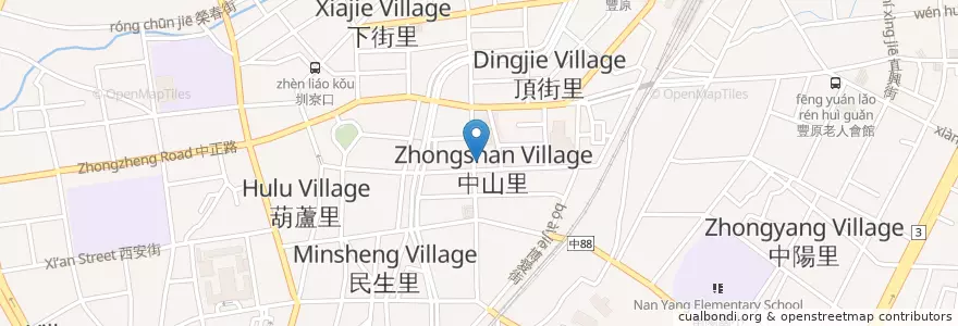 Mapa de ubicacion de 海綿集團 芋泥餅 en Taiwán, Taichung, 豐原區.