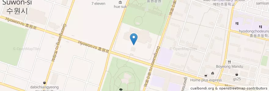 Mapa de ubicacion de 경기도문화의전당 en Республика Корея, Кёнгидо, Сувон, 팔달구, 영통구.
