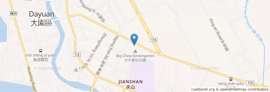 Mapa de ubicacion de 長老教會大園教會 en تايوان, تاو يوان, 大園區.
