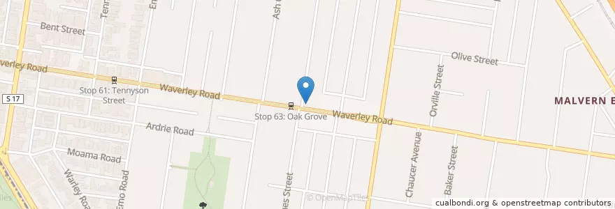 Mapa de ubicacion de Little Oak Eatery en Australië, Victoria, City Of Stonnington.