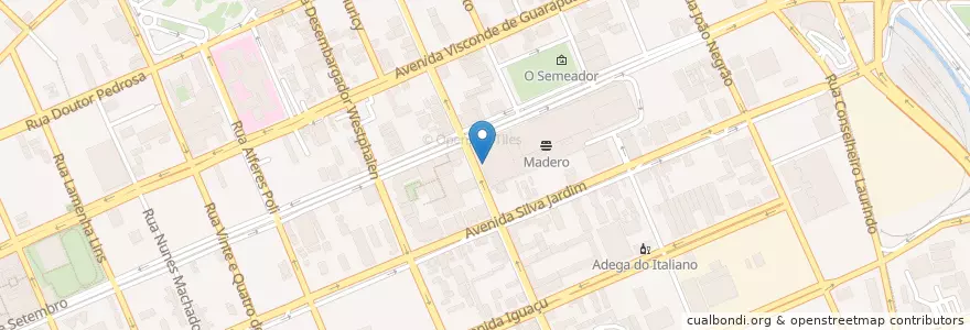 Mapa de ubicacion de Teatro Regina Vogue en 브라질, 남부지방, 파라나, Região Geográfica Intermediária De Curitiba, Região Metropolitana De Curitiba, Microrregião De Curitiba, 쿠리치바.