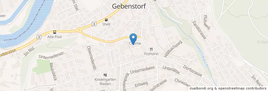 Mapa de ubicacion de Cherne en 스위스, Aargau, Bezirk Baden, Gebenstorf.