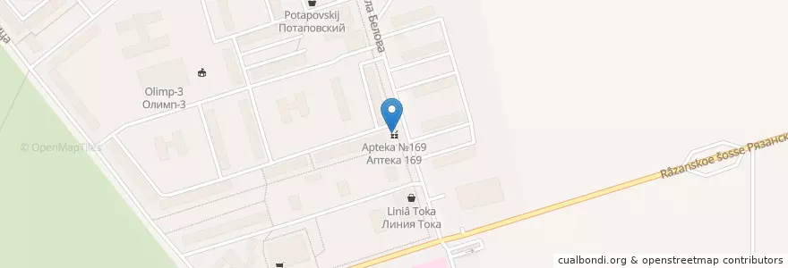 Mapa de ubicacion de Аптека №169 en Russland, Föderationskreis Zentralrussland, Oblast Tula, Городской Округ Новомосковск.
