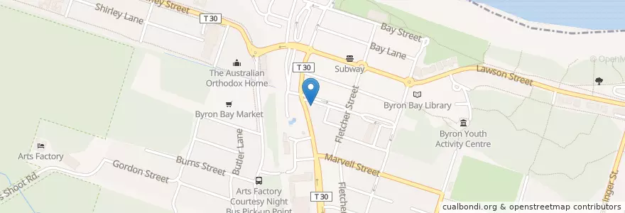 Mapa de ubicacion de Byron Corner Store en Avustralya, New South Wales, Byron Shire Council.