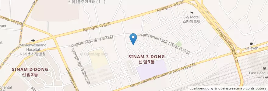 Mapa de ubicacion de 은천교회 en 대한민국, 대구, 동구, 신암동.