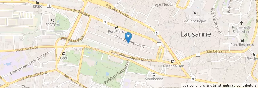 Mapa de ubicacion de Cipriano Bar en Suiza, Valdia, District De Lausanne, Lausanne.
