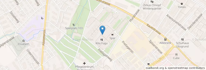 Mapa de ubicacion de FreiRaum en Svizzera, Zurigo, Distretto Di Zurigo, Zurigo.