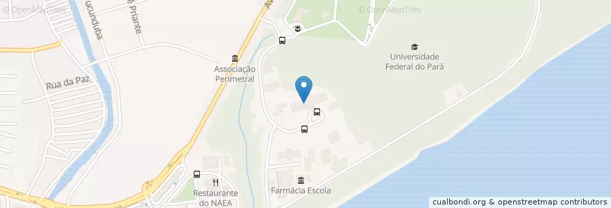 Mapa de ubicacion de Biblioteca do Hospital Universitário Bettina Ferro de Souza (HUBFS) en Brazilië, Regio Noord, Pará, Região Geográfica Intermediária De Belém, Microrregião De Belém, Belém.
