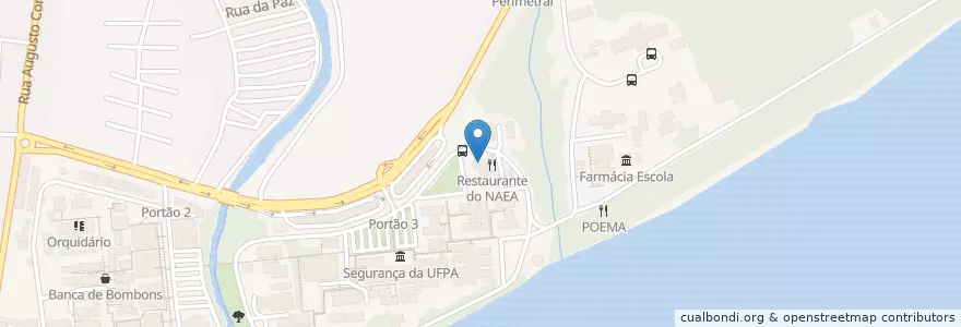 Mapa de ubicacion de Biblioteca do Núcleo de Altos Estudos Amazônicos (NAEA) en Brazilië, Regio Noord, Pará, Região Geográfica Intermediária De Belém, Microrregião De Belém, Belém.