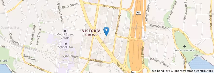 Mapa de ubicacion de Bacino Espresso en Australia, New South Wales, North Sydney Council, Sydney.