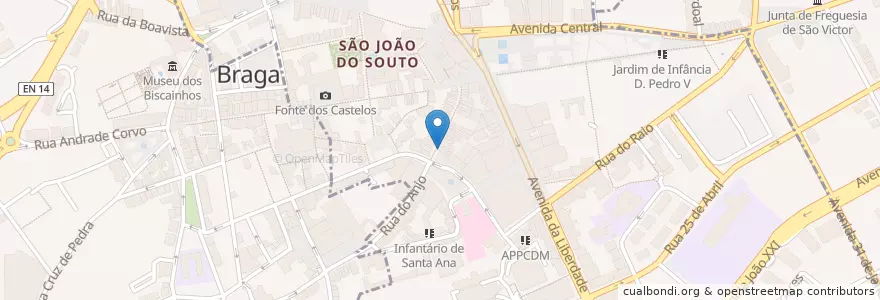 Mapa de ubicacion de A Favorita en البرتغال, المنطقة الشمالية (البرتغال), براغا, كافادو, براغا, São José De São Lázaro E São João Do Souto.