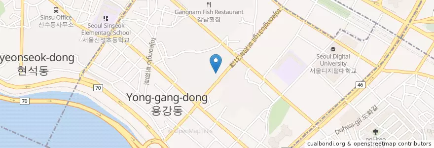 Mapa de ubicacion de 용강동 주민센터 en 大韓民国, ソウル, 麻浦区, 용강동.