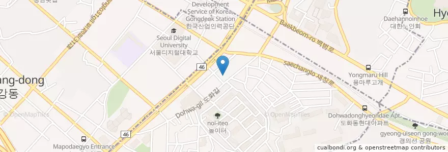 Mapa de ubicacion de 도화동 주민센터 en Corée Du Sud, Séoul, 마포구, 도화동.