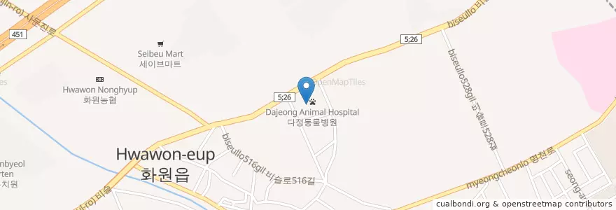 Mapa de ubicacion de 화원읍 행정복지센터 en Corea Del Sud, Daegu, 달성군, 화원읍.