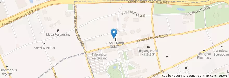 Mapa de ubicacion de Di Shui Dong en China, Shanghai, Huangpu District.