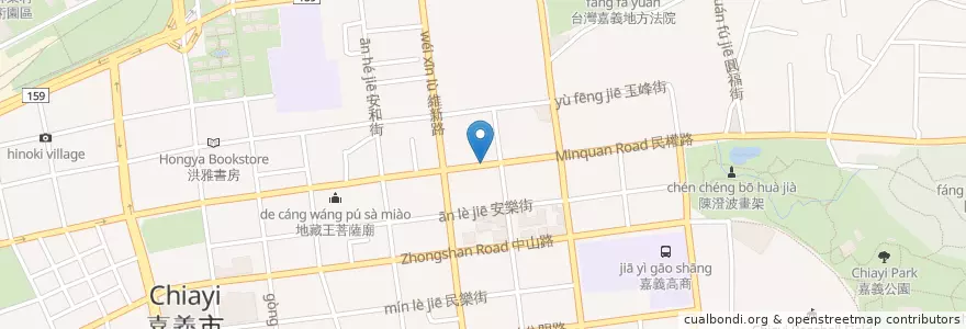 Mapa de ubicacion de 李奶奶正北方麵店 en Тайвань, Тайвань, Цзяи, Цзяи, 東區.