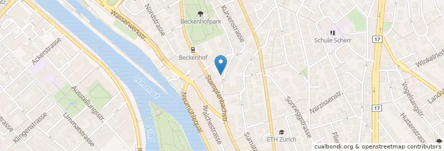 Mapa de ubicacion de Drei Stuben en 스위스, 취리히, Bezirk Zürich, Zürich.