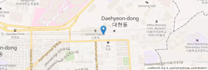 Mapa de ubicacion de 신촌동 주민센터 en كوريا الجنوبية, سول, 마포구, 신촌동.