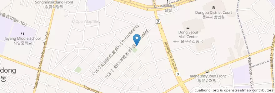 Mapa de ubicacion de 자양1동 주민센터 en 대한민국, 서울, 광진구, 자양1동.