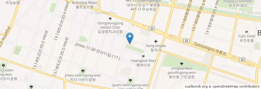 Mapa de ubicacion de 온천1동 주민센터 en Zuid-Korea, Daejeon, 유성구, 온천동.