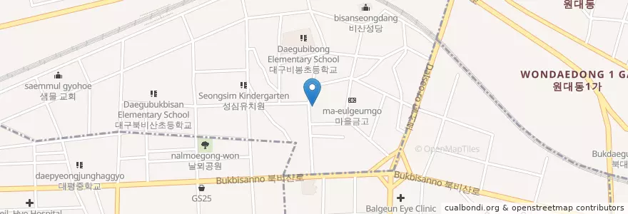 Mapa de ubicacion de 비산1동 주민센터 en Südkorea, Daegu, Seo-Gu, Bisan-Dong.