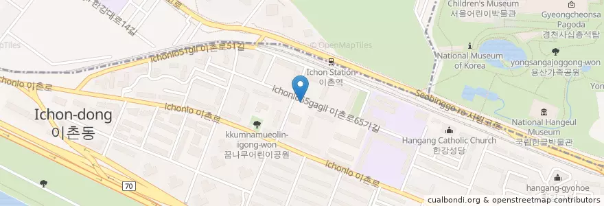 Mapa de ubicacion de 이촌1동 주민센터 en Corée Du Sud, Séoul, 용산구.