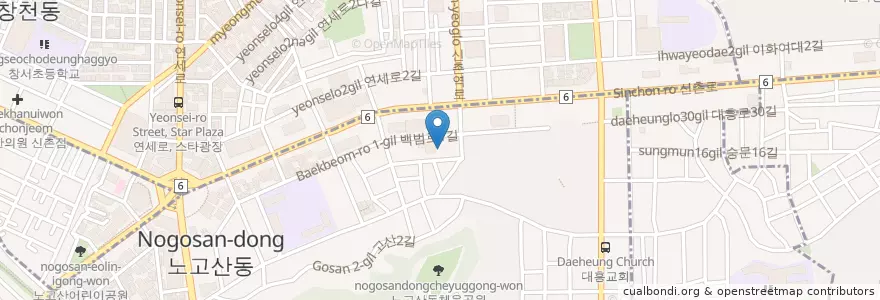 Mapa de ubicacion de 대흥동 주민센터 en Güney Kore, Seul, 마포구.