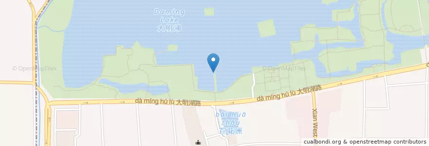 Mapa de ubicacion de 南门码头 en 中国, 山东省, 济南市, 历下区, 天桥区, 泉城路街道, 大明湖街道.