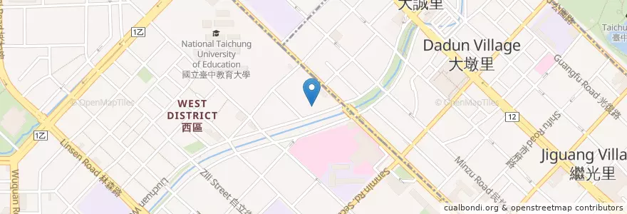 Mapa de ubicacion de 火曜二代目 en 臺灣, 臺中市, 西區.