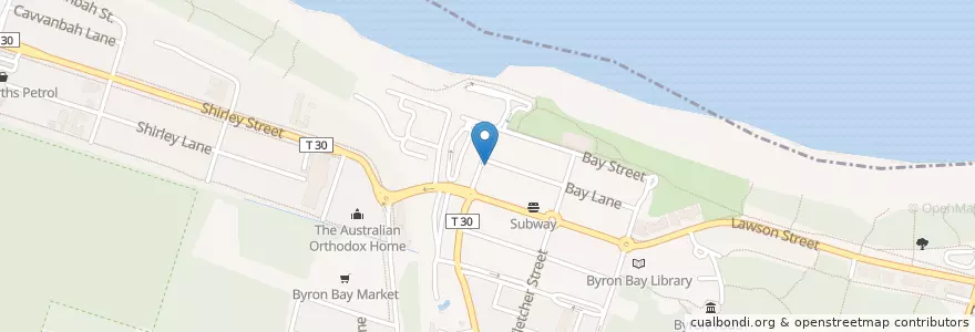 Mapa de ubicacion de Byron Fresh Café en Australia, New South Wales, Byron Shire Council.
