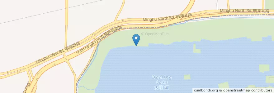 Mapa de ubicacion de 铁公祠码头 en China, Shandong, 济南市, 天桥区, 北坦街道, 泉城路街道.