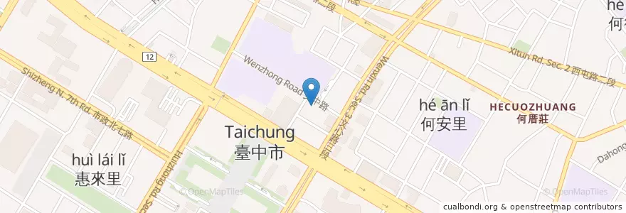 Mapa de ubicacion de 明園日本料理 en Taiwan, 臺中市, 西屯區.