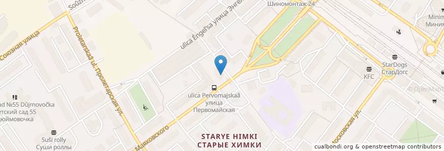 Mapa de ubicacion de Чайхона en Rusland, Centraal Federaal District, Oblast Moskou, Городской Округ Химки.