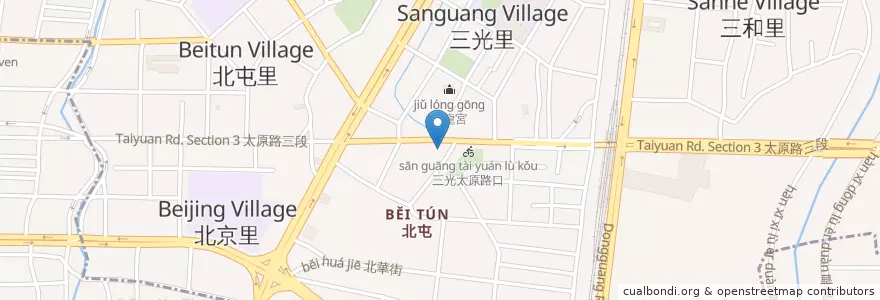 Mapa de ubicacion de 85度C en Taiwán, Taichung, 北屯區.