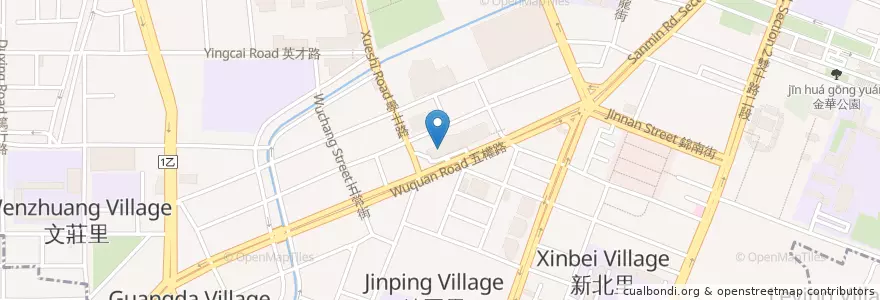 Mapa de ubicacion de 星巴克 en Taiwán, Taichung, 北區.